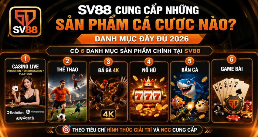 SV88 Cung Cấp Những Sản Phẩm Cá Cược Nào? Danh Mục Đầy Đủ 2026