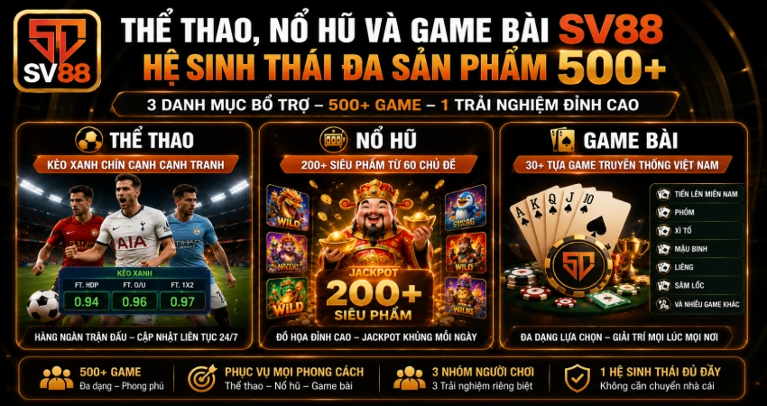 Thể Thao, Nổ Hũ Và Game Bài SV88 – Hệ Sinh Thái Đa Sản Phẩm 500+